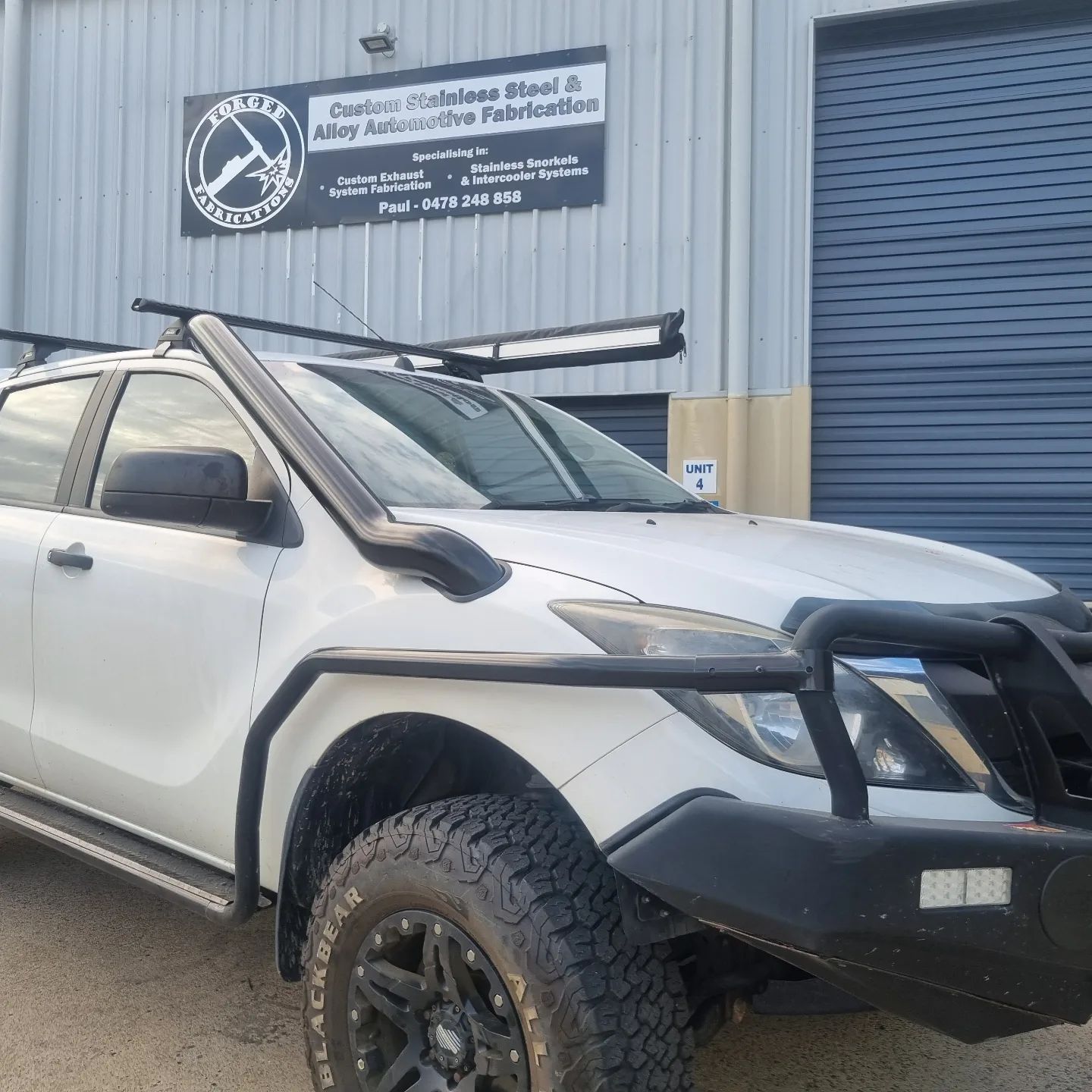 Custom fabricated 4" stainless snorkel